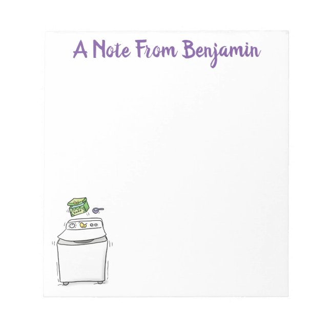 Cute washing machine laundry cartoon illustration notepad (Front)