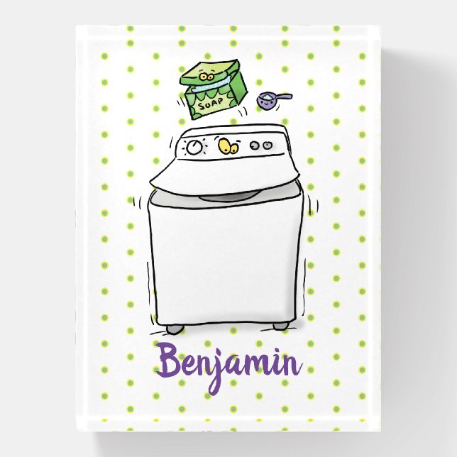 Cute washing machine laundry cartoon illustration paperweight (Vertical)