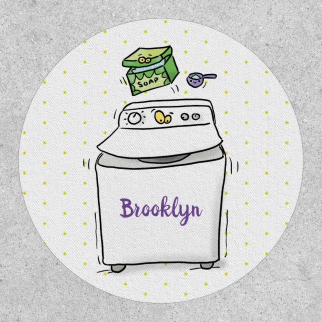 Cute washing machine laundry cartoon illustration patch (Front)