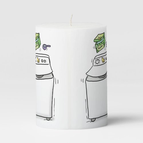 Cute washing machine laundry cartoon illustration pillar candle