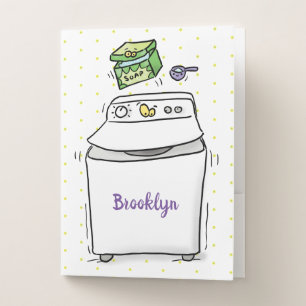 Cute washing machine laundry cartoon illustration pocket folder