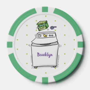 Cute washing machine laundry cartoon illustration poker chips