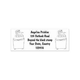 Cute washing machine laundry cartoon illustration rubber stamp
