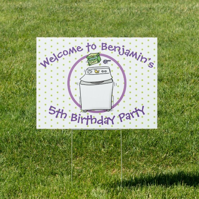 Cute washing machine laundry cartoon illustration sign (Insitu)