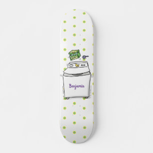 Cute washing machine laundry cartoon illustration skateboard