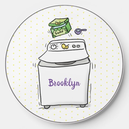 Cute washing machine laundry cartoon illustration wireless charger 
