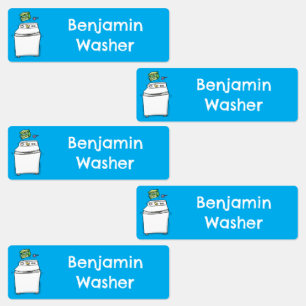 Cute washing machine laundry cartoon personalized labels