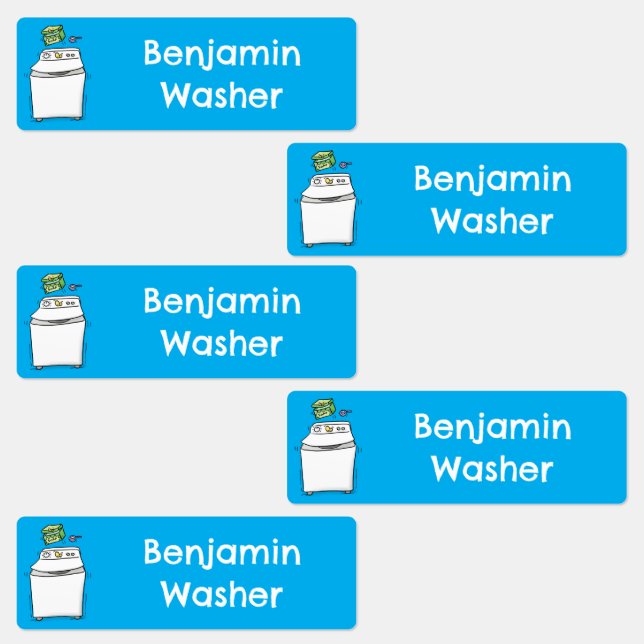 Cute washing machine laundry cartoon personalized labels (Group)