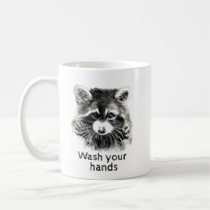 Cute Washroom Wash your Hands Raccoon Animal Art Coffee Mug