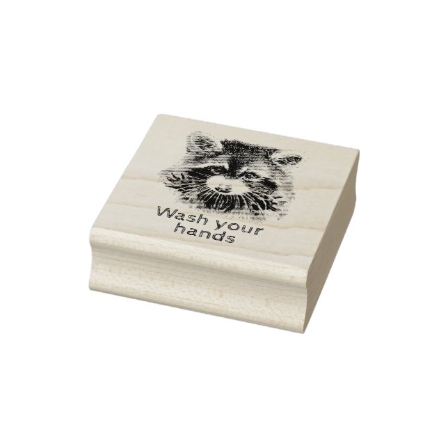 Cute Washroom Wash your Hands Raccoon Animal Art Rubber Stamp (Stamp)