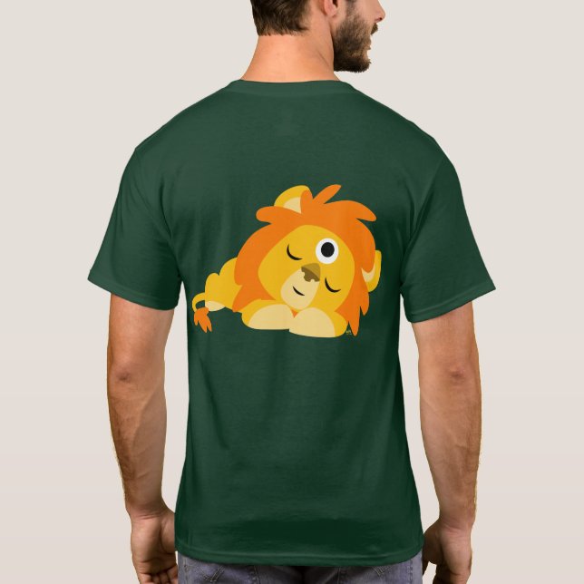 Cute Watchful Cartoon Lion T-shirt (back) (Back)