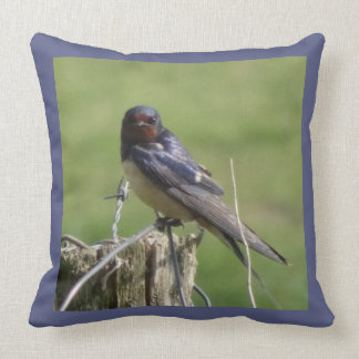 Cute Watching Barn Swallow Throw Pillow