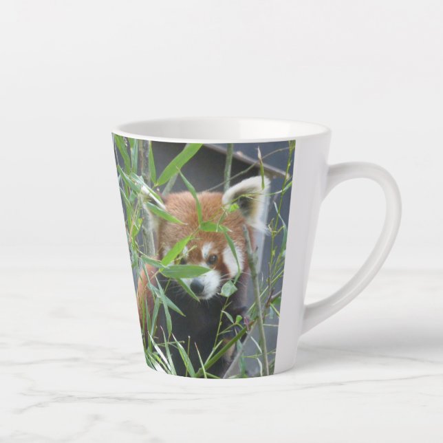 Cute Watching Red Panda Latte Mug (Right)