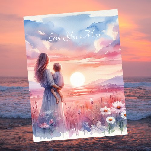 Cute Watching Sunset With Mom Happy Mothers Day  Card