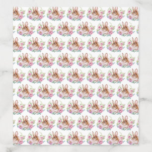 Cute Watecolor Bunny and Pink Flowers Pattern Envelope Liner