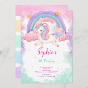 Cute Water Color Unicorn Invitation