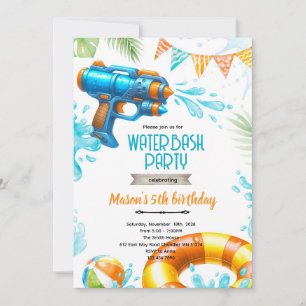 Cute water gun theme invitation
