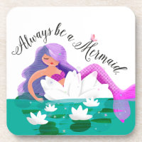 Cute Water Lily Mermaid Coaster set