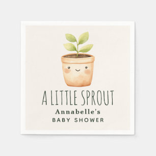 Cute Watercolor A Little Sprout Baby shower Napkins