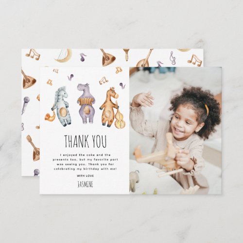 Cute Watercolor African Animals Birthday Thank You Card