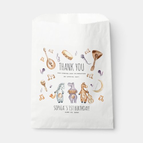 Cute Watercolor African Animals Birthday Thank You Favor Bag