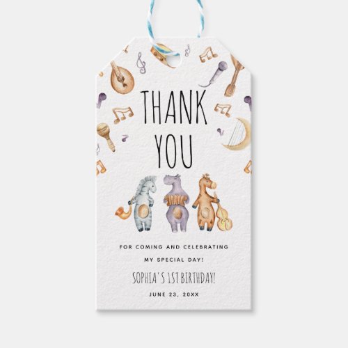 Cute Watercolor African Animals Birthday Thank You Gift Tags