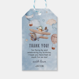 Cute Watercolor Airplane Aviation Birthday Boy Gift Tags