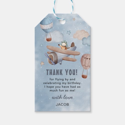 Cute Watercolor Airplane Aviation Birthday Boy Gift Tags