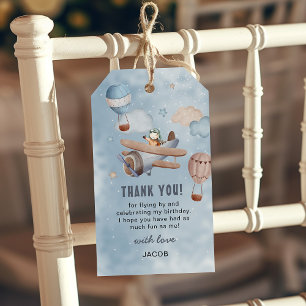Cute Watercolor Airplane Aviation Birthday Boy Gift Tags