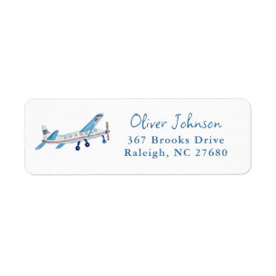 Cute watercolor Airplane Baby boy Label