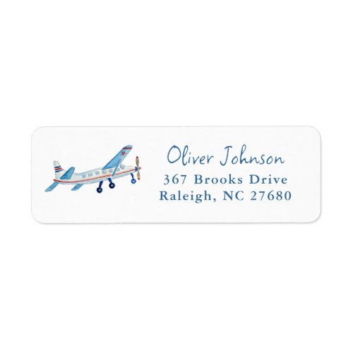 Cute watercolor Airplane Baby boy Label