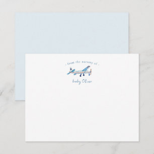 Cute Watercolor Airplane Baby boy Thank You card