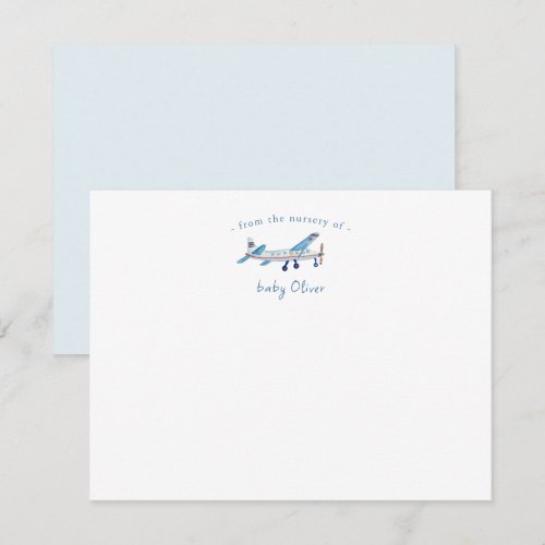 Cute Watercolor Airplane Baby boy Thank You card