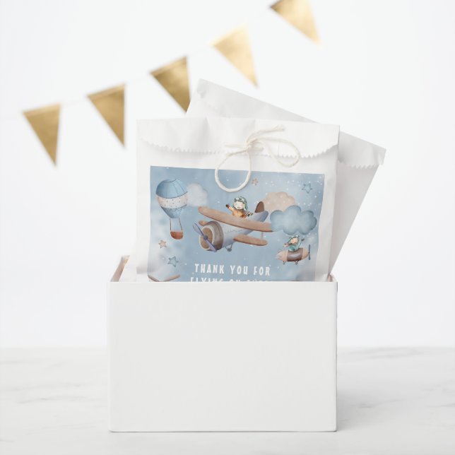 Cute Watercolor Airplane Boy Birthday Party Favor Bag (Party)