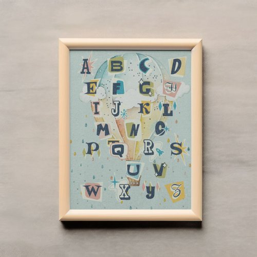 Cute Watercolor Alphabet Gender Neutral Nursery Poster