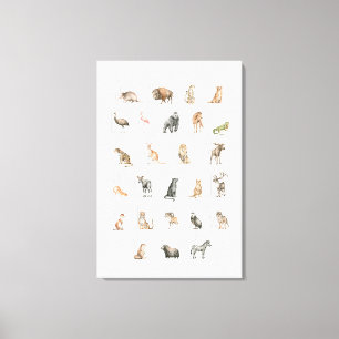 Cute Watercolor Animal Alphabet Canvas Print