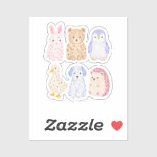 Cute Watercolor Animal Friends Laptop Journal Deco Sticker