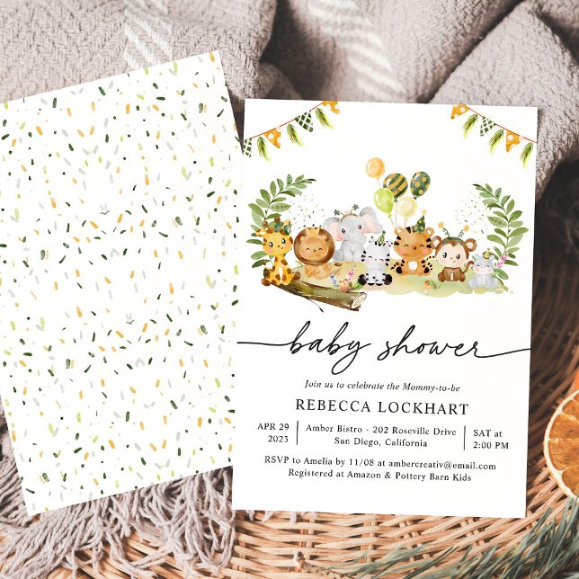 Cute Watercolor Animals Baby Shower  Invitation (Creator Uploaded)