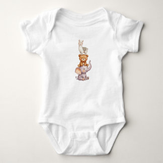 Cute Watercolor Animals Stack Baby Bodysuit | Elep