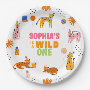 Cute Watercolor animals Wild one Paper Napkin Plates