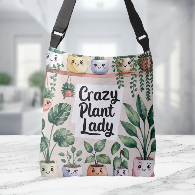 Cute Watercolor Animated Houseplant  Crossbody Bag (Creator Uploaded)