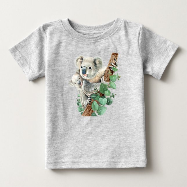 Cute Watercolor Australian Koala Bear Baby  Baby T-Shirt (Front)