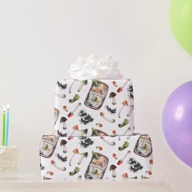 Cute Watercolor Autumn Mushrooms Wrapping Paper (Party Gifts)