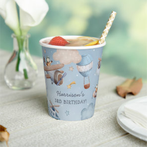 Cute Watercolor Aviation Boy Birthday Paper Cups