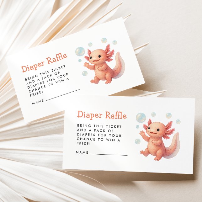 Cute Watercolor Axolotl Baby Shower Diaper Raffle Enclosure Card (Creator Uploaded)