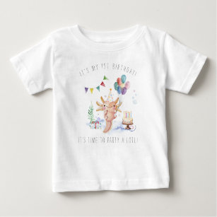 Cute Watercolor Axolotl Birthday Party Baby T-Shirt