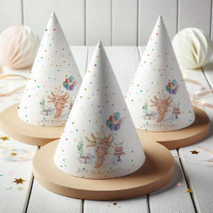 Cute Watercolor Axolotl Birthday Party Party Hat