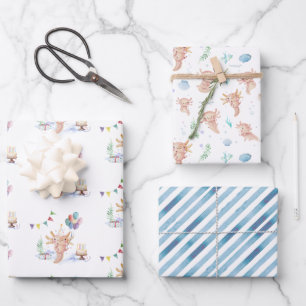 Cute Watercolor Axolotl Birthday Party Wrapping Paper Sheets