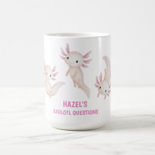 Cute Watercolor Axolotl Questions Personalized Kid Coffee Mug