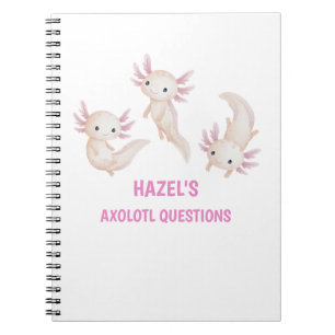 Cute Watercolor Axolotl Questions Personalized Kid Notebook